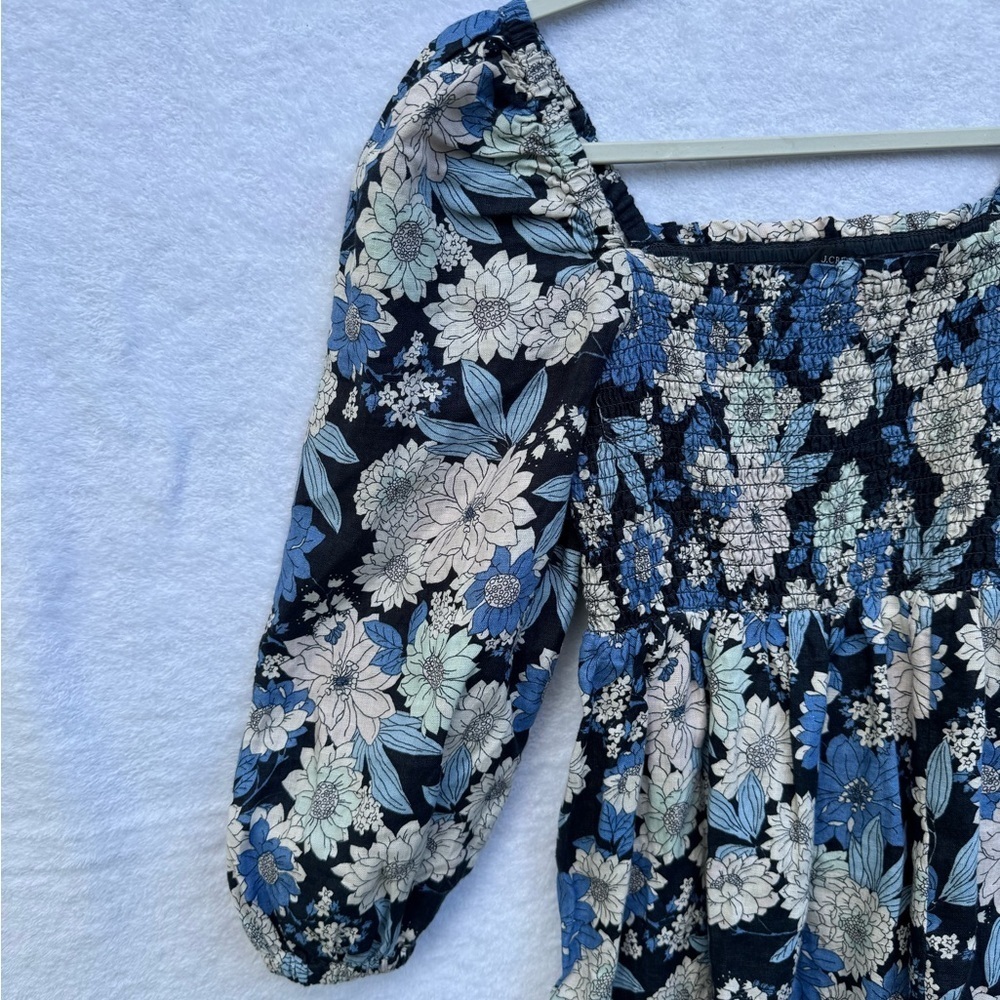 J. Crew Blue and White Floral Long Sleeve Dress size SP - Picture 13 of 15